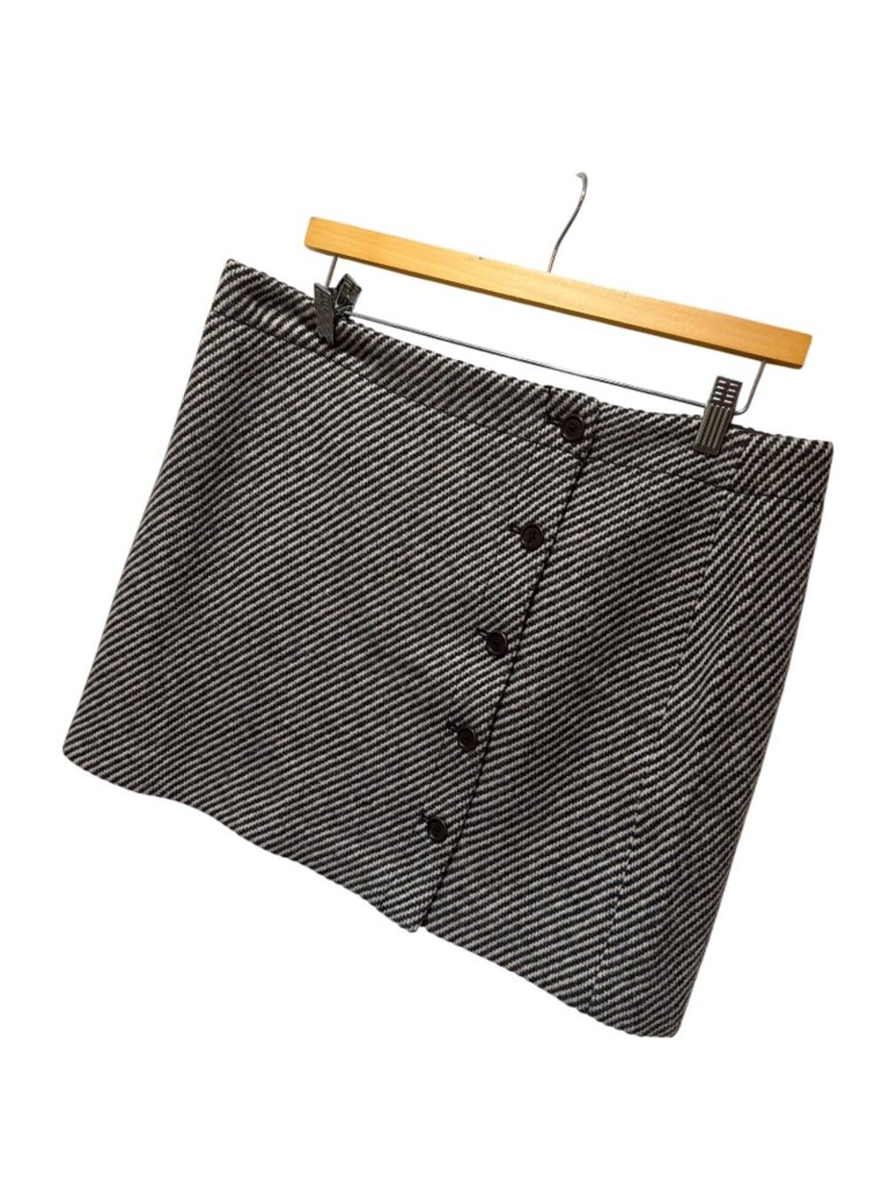 J.Crew NWT Womens Brown & Ivory Herringbone Wool Mini Skirt Size 14 Button Front
